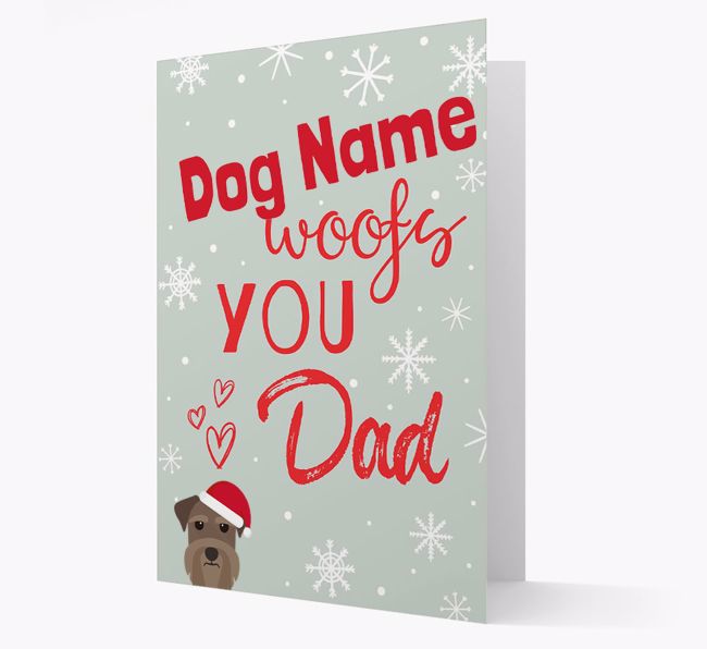 'I Woof You Dad' Card with your {breedFullName} Christmas Icon